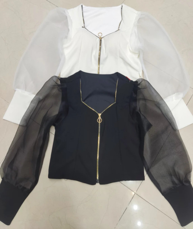 شومیز استین حریر دخترانه زیپدار