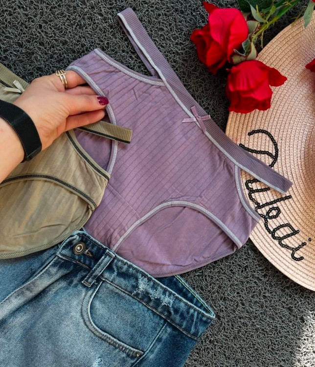 شورت زنانه کبریتی دو تکه متصل | فاق اسلیپ دو بند