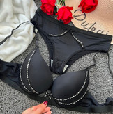 ست شورت و سوتین اسفنجی نگین دار لطافت و زیبایی با لاوین