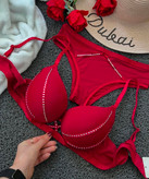 ست شورت و سوتین اسفنجی بند نگین دار