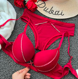 ست شورت و سوتین اسفنجی بند نگین دار ( طرح ...