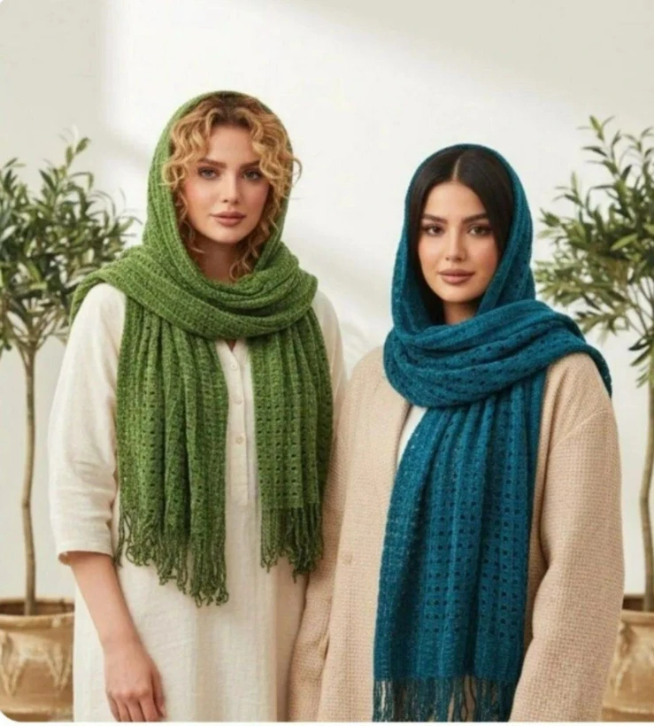 شال گرم مخمل کوک دوزی