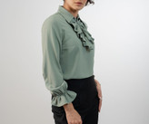 شومیز ترگال کجراه آستین چین دار مشکی