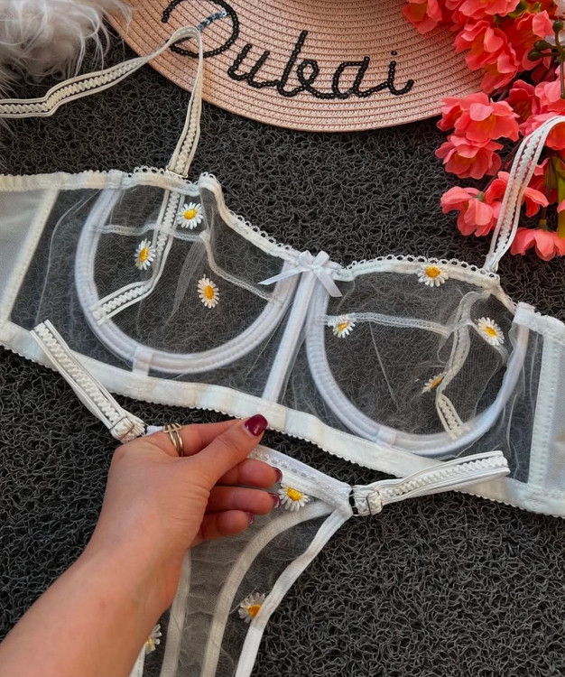 ست شورت و سوتین زنانه تور شیشه ای فانتزی طرح ...