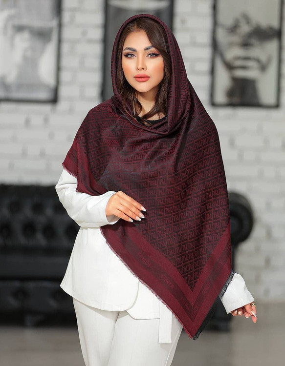 روسری نخ ابریشم ژاکارد دو رو لمه دار رنگ سبز قواره ...