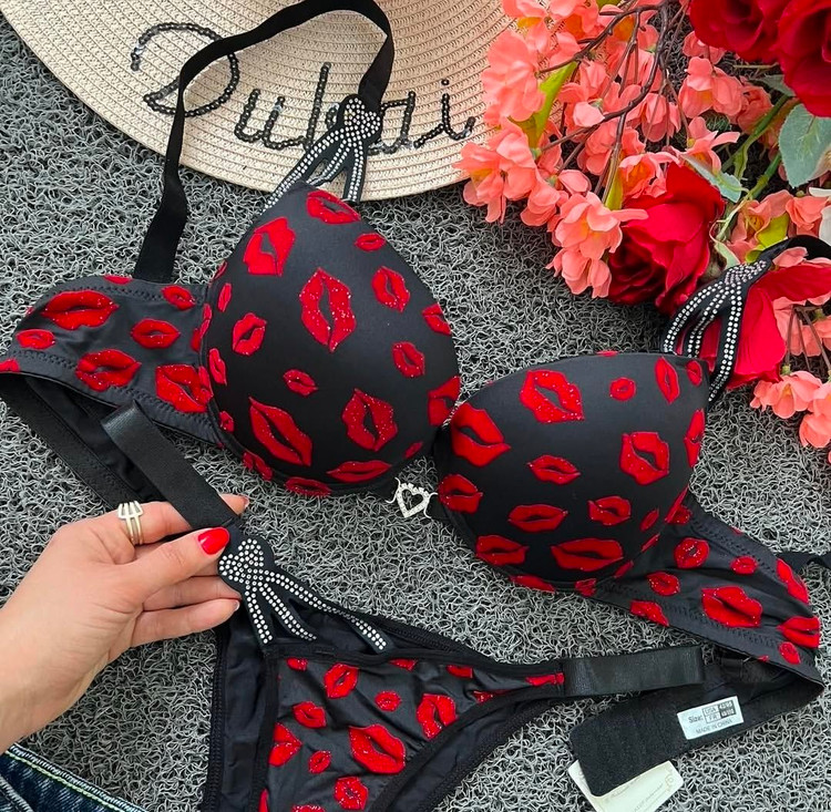 ست شورت و سوتین توری فنردار هانیس HANIS طرح لب