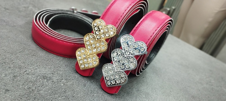 کمربند مجلسی نگینی قلبی مشکی - اکسسوری لاوین