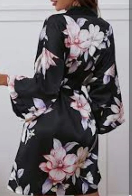لباس خواب زنانه مشکی گلدار
