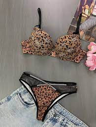 ست شورت و سوتین زنانه مدل نگین دار پلنگی کد 713