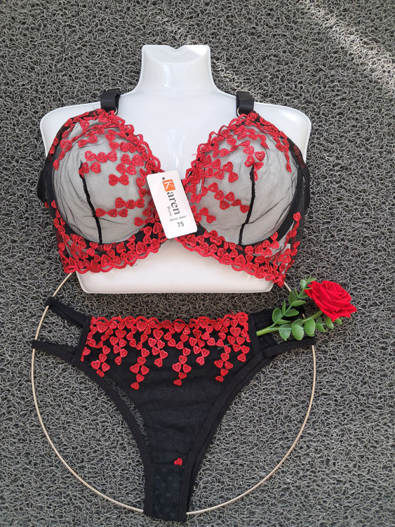 ست لباس زیر زنانه نوشه پوش مدل توری بدن نما طرح ...