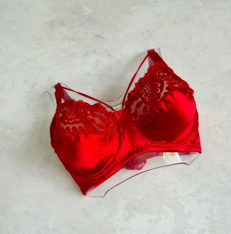 سوتین زنانه فنردانتل براق بالا دانتل برند الناز - قرمز / 90