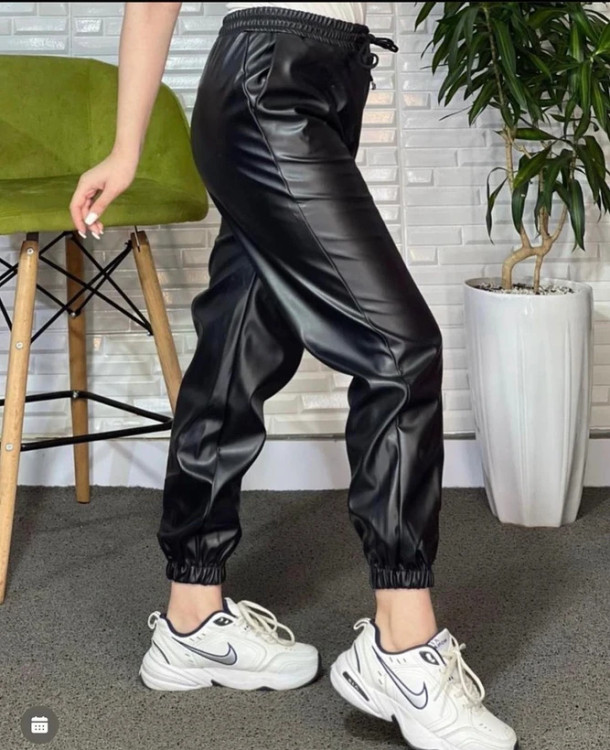 خرید و قیمت شلوار اسلش طرح چرم رنگ مشکی_ فری سایز تا ...