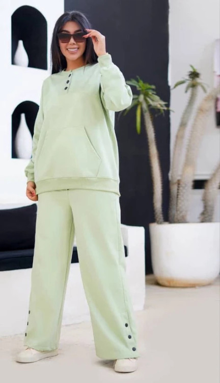 ست بلوز و شلوار زنانه دورس دو نخ پنبه طرح تکست