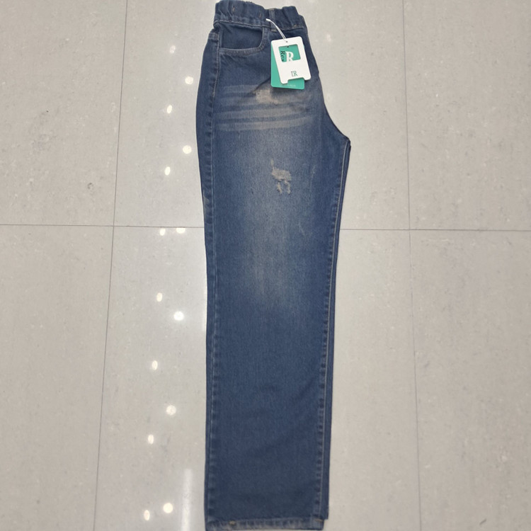 شلوار لی نیم بگ کثیف شور سرمه ای # کد 142925