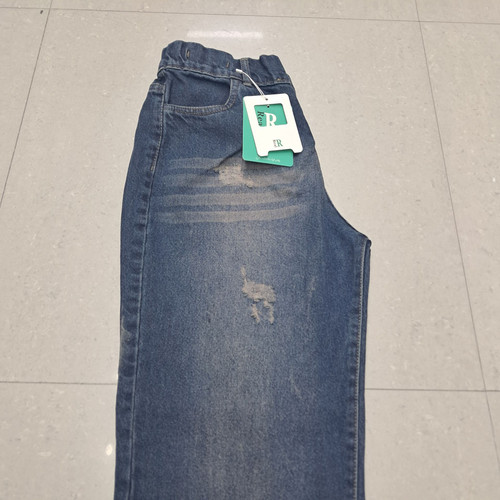 شلوار جین نیم بگ سایز بزرگ سرمه ای کثیف - ترب