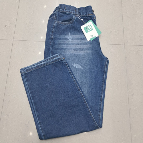 شلوار لی زنانه مدل نیم بگ قد۱۰۸ رنگ سورمه ای چرک ...