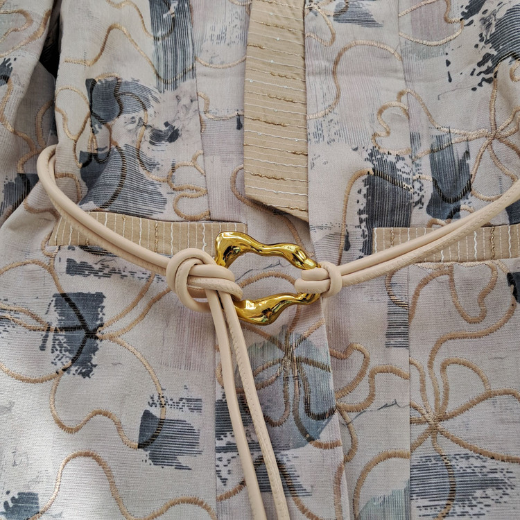 خرید و قیمت مانتو ژاکارد کمربند دار