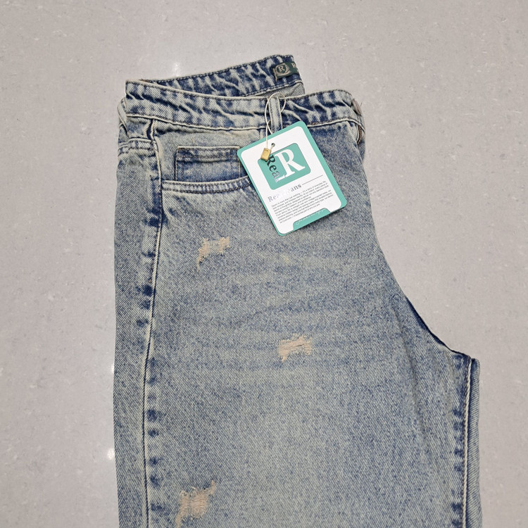 شلوار جین بگ زنانه کثیف شور تینت سبز کد B 776