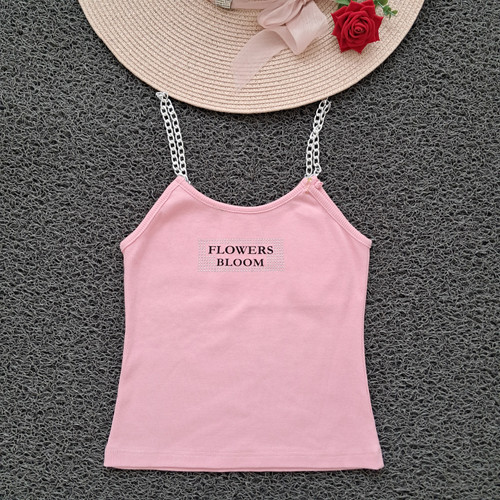 تاپ بند زنجیری صورتی پاستلی