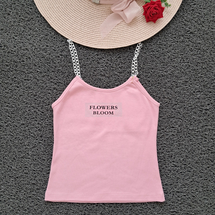 تاپ بند زنجیری صورتی پاستلی