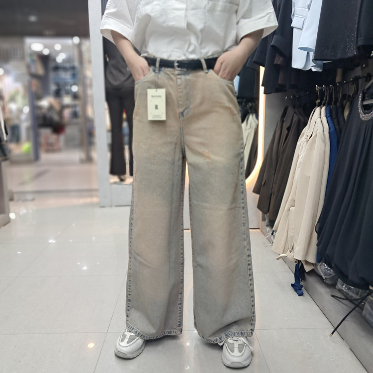 شلوار جین زنانه بگ تینت کرم