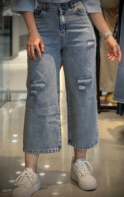 شلوار جین زنانه مدل واید زاپدار