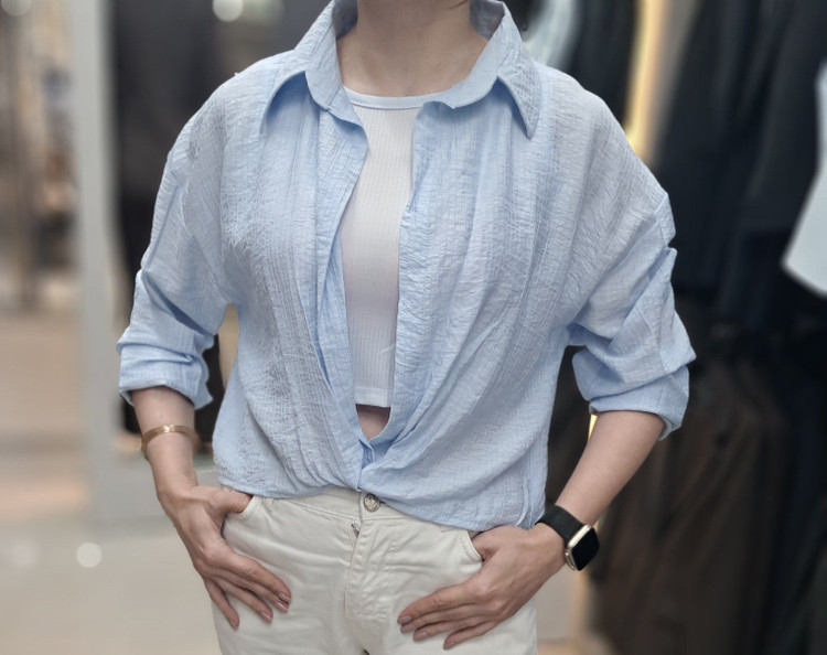 شومیز گره ای و تاپ رنپ ابی پاستیلی