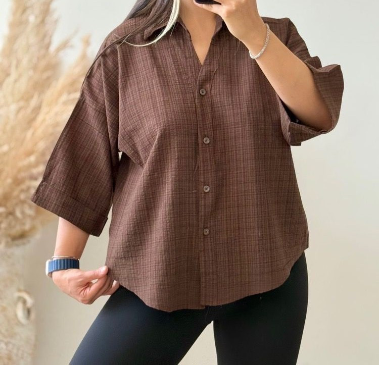 شومیز باکسی یقه هفت ساده