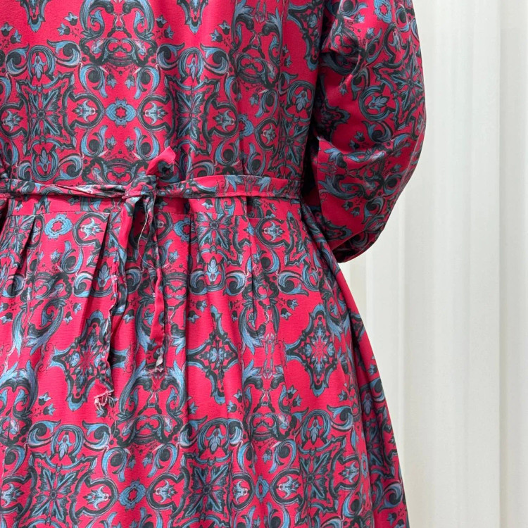پیراهن ساحلی زنانه مدل خشت کد 714 فری سایز تا 46 جنس فلور بوگاتی قابل استفاده چهار فصل کمربنددار شیک و راحت