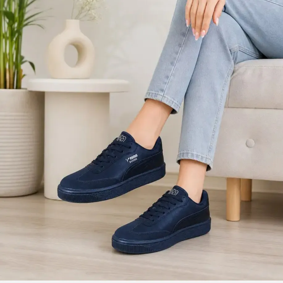 کفش ونس زنانه پوما تمام مشکی رویه مخمل و چرم مصنوعی زیره PU سبک و راحت