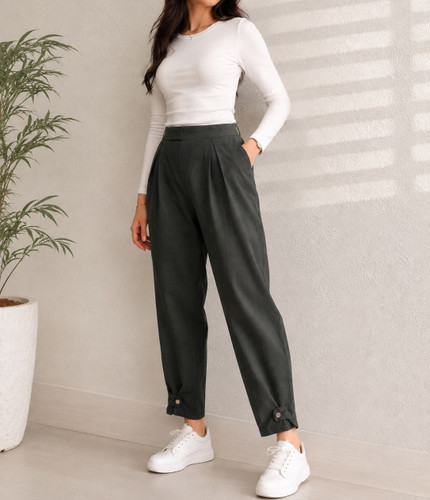 شلوار زنانه مام استایل کتان کاغذی کمرکش