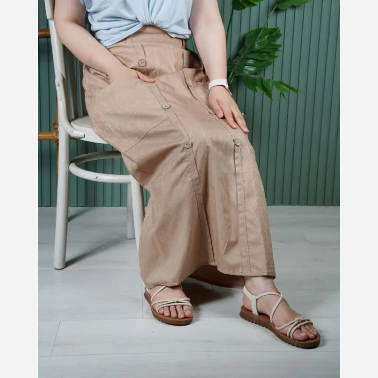 دامن ژاکارد زنانه جلو دکمه دار فری سایز