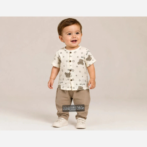 ست بلوز و شلوار نوزادی موسلین وارداتی مناسب 6 تا 24 ماه