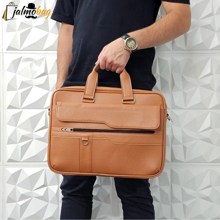 کیف اداری لپتاپی چرمی حلقه دار دو خانه دستی و دوشی