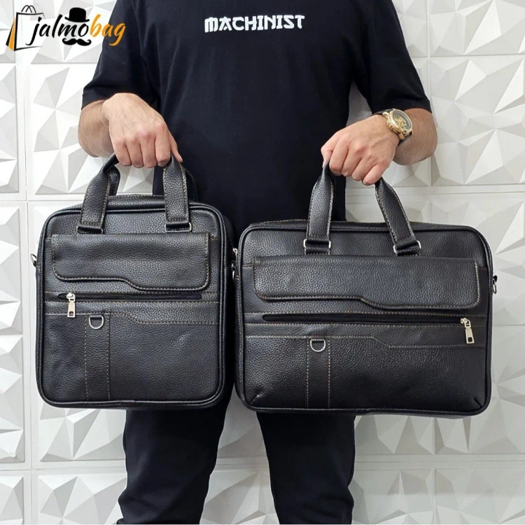 کیف اداری لپتاپی چرمی حلقه دار دو خانه دستی و دوشی