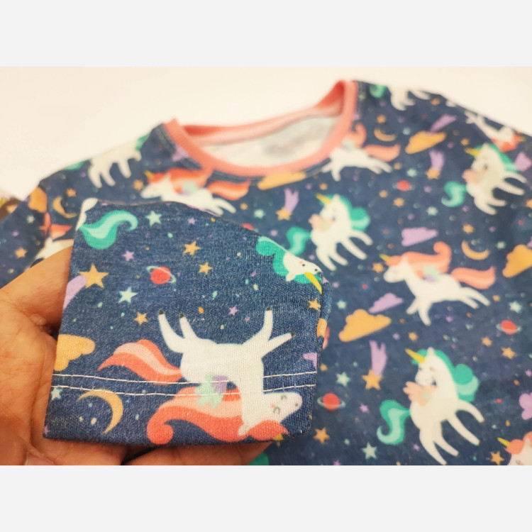 ست بلوز و شلوار راحتی دخترانه طرح پرنسس و اسب تک شاخ