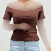 کراپ یقه قایقی کبریتی زنانه کد1409 قد42 سانت