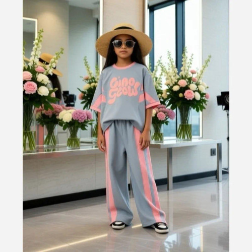 ست تیشرت شلوار دخترانه سوپر پنبه لاکرادار سایز 50 تا 65