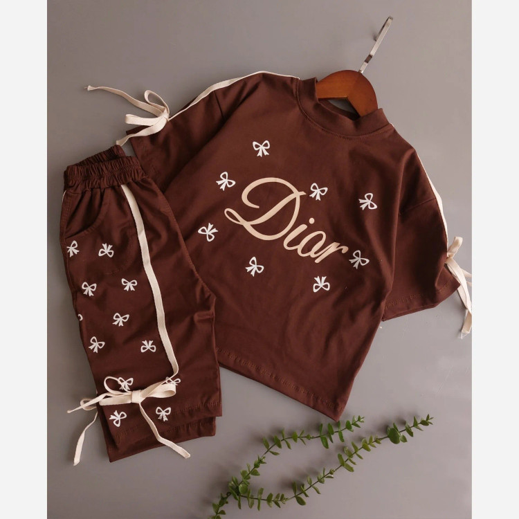 ست تیشرت و شلوارک دخترانه پنبهای مناسب 2 تا 12 سال سایز 40 تا 60