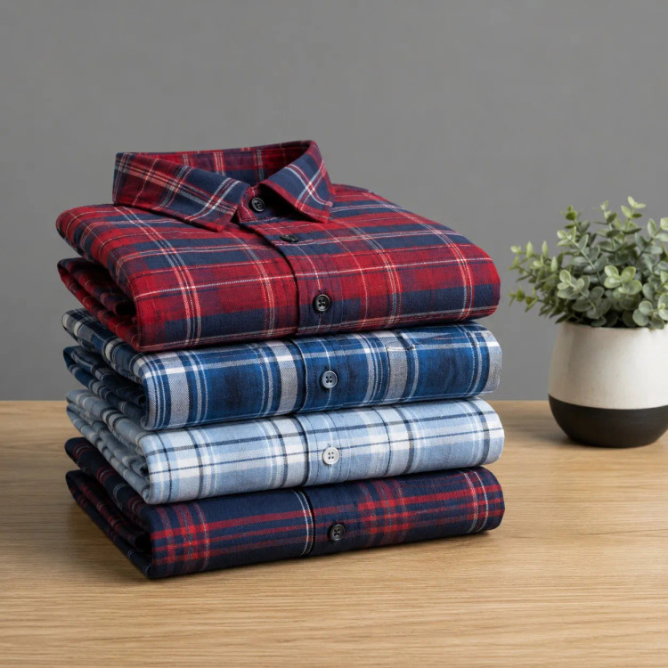 پیراهن مردانه چهارخانه آستین کوتاه نیک فاستون
