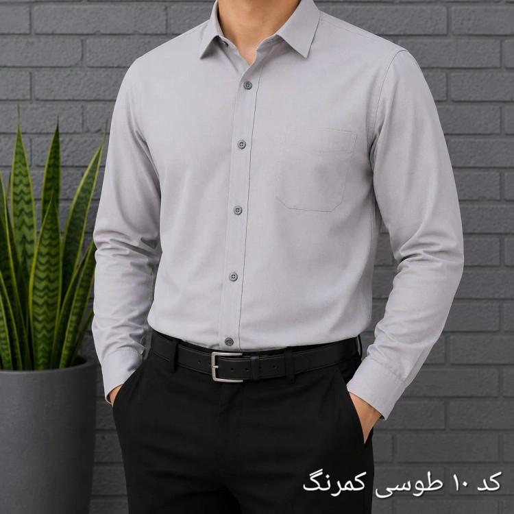 پیراهن آستین بلند مردانه بنگال کشی قواره اندامی رنگ ثابت