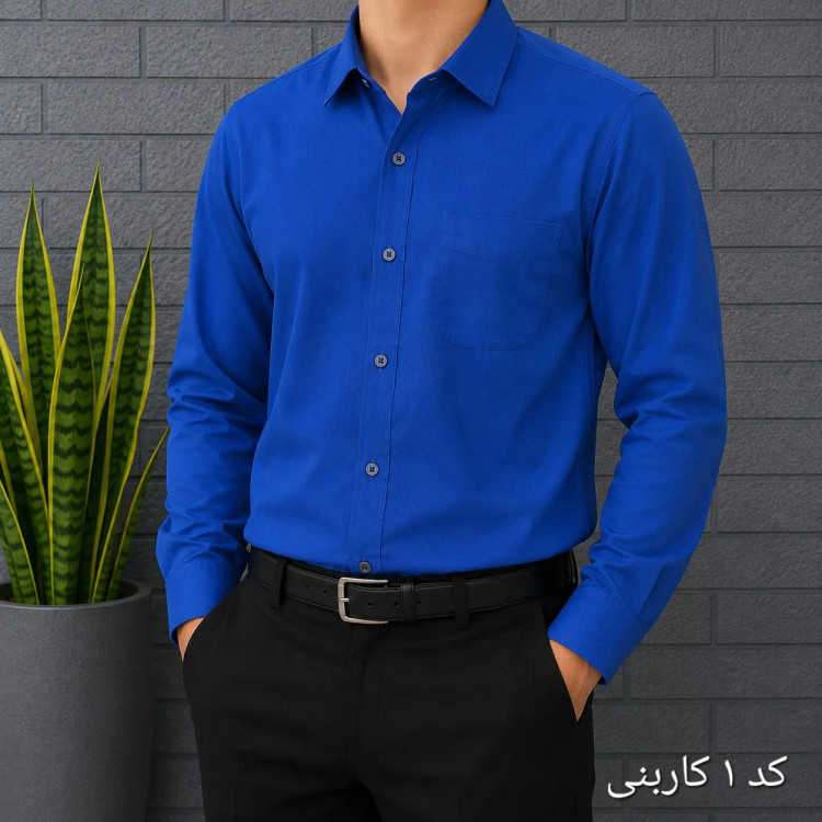 پیراهن آستین بلند مردانه بنگال کشی قواره اندامی رنگ ثابت