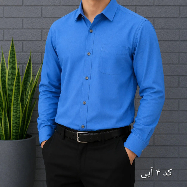 پیراهن آستین بلند مردانه بنگال کشی قواره اندامی رنگ ثابت