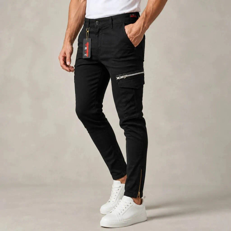 شلوار ترند 6جیب دمپا زیپ کتان برند ZARA