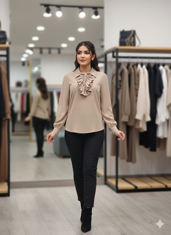 شومیز زنانه یقه چین دار جنس کجراه
