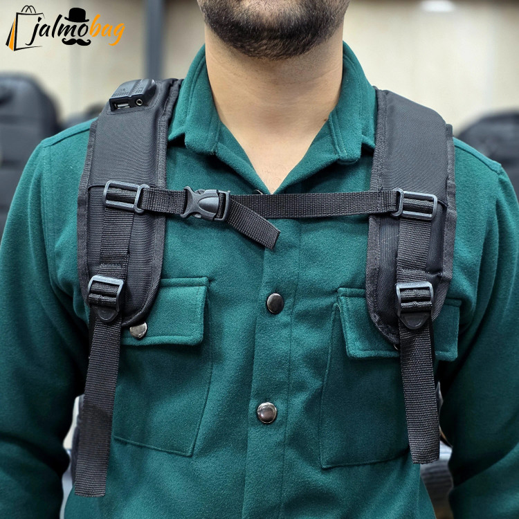 کوله پشتی 11 زیپ اسپرت پارچه ریپس وارداتی با محفظه لپ تاپ