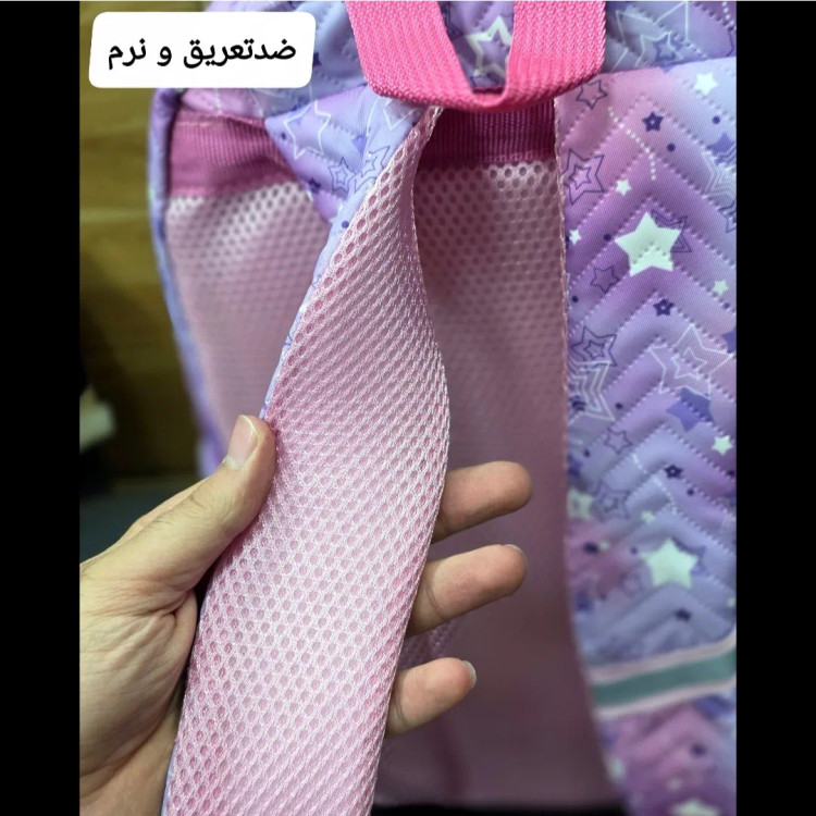 کوله پشتی دخترانه مقطع ابتدایی عکسدار نشکن ضدتعریق جادار 40x27x16 سانتیمتر