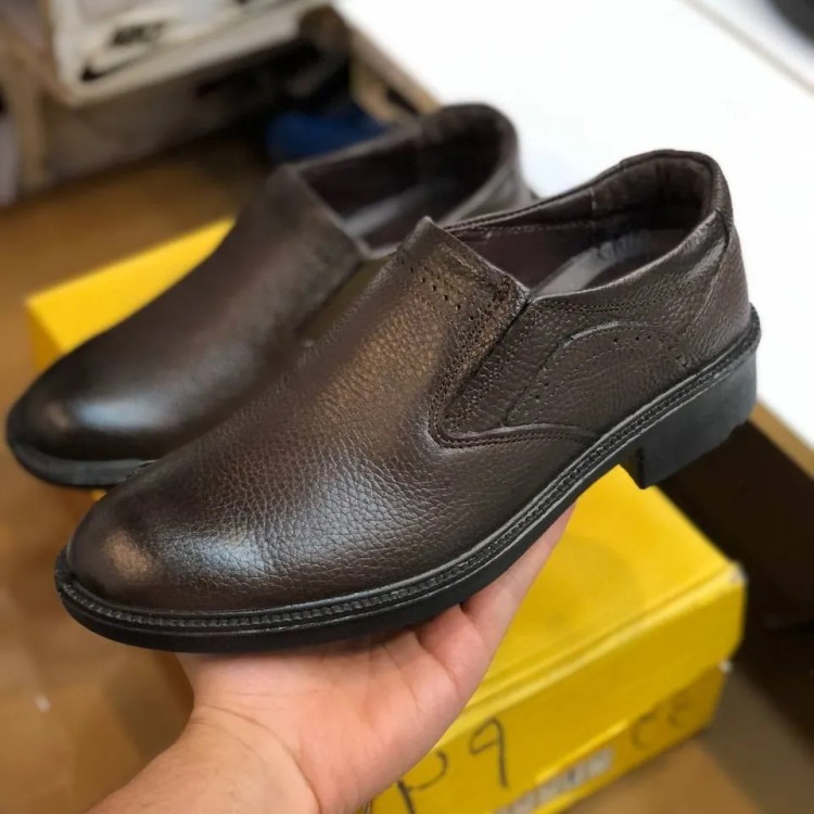کفش چرم مردانه قهوهای سوخته کلاسیک راحتی طبی