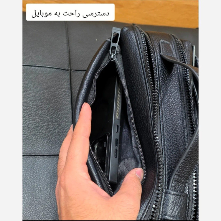 کیف دستی دوحالته مونت بلانک چرم وارداتی چهار زیپ