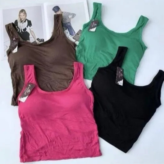 تاپ کاپدار زنانه پشت ضربدری نخ پنبه رنگی سایز XL